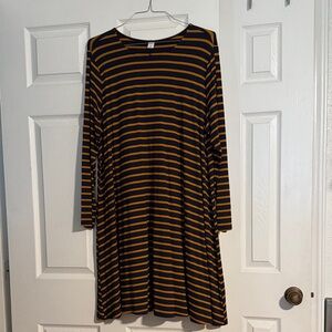 Navy and Mustard Striped Dress